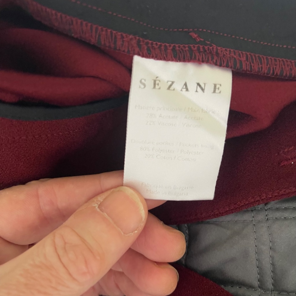 Sézane Austin Paperbag Waist Trousers Burgundy High Rise Belted US 0 - Picture 8 of 9